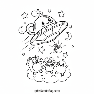 The Cosmic Cocoa Express - free printable coloring page