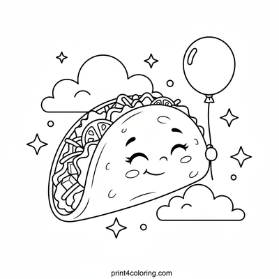 Taco's Dreamy Sky Ride - free printable coloring page