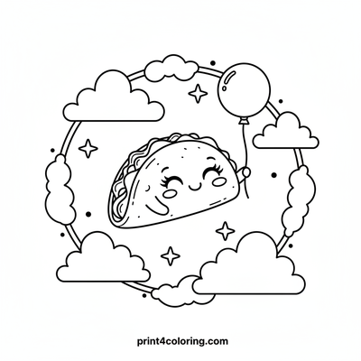 The Happy Flying Taco's Dream Adventure - free printable coloring page