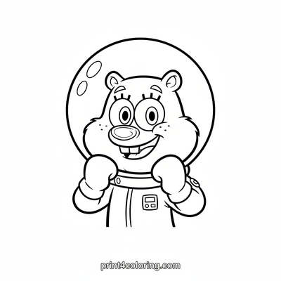 Sandy's Karate Power Stance - free printable coloring page