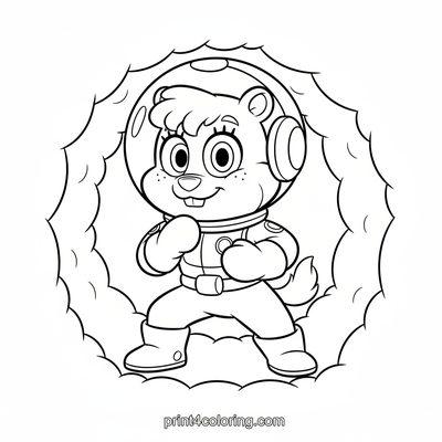Sandy Cheeks: Karate Squirrel Power! - free printable coloring page
