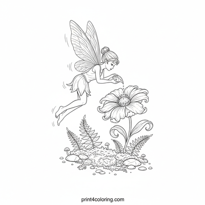 Whimsical Wildflower Whisperer Fairy - free printable coloring page