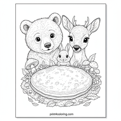 Forest Feast: Giant Pancake Discovery - free printable coloring page