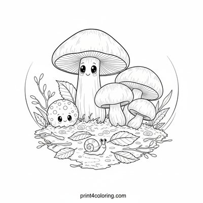 Enchanted Forest Mushroom Medley - free printable coloring page