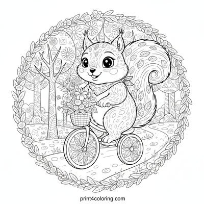 Forest Friend's First Ride: A Zentangle Squirrel Adventure - free printable coloring page