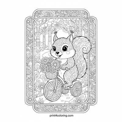 Whimsical Woodland Tricycle Adventure - free printable coloring page
