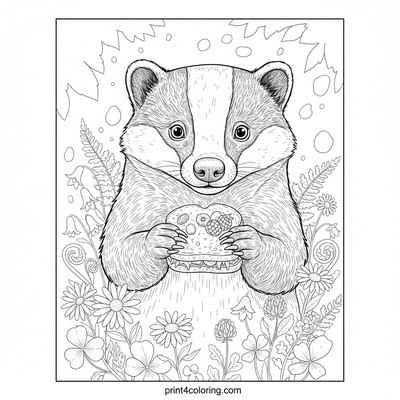 Badger's Berry & Nut Sandwich - free printable coloring page