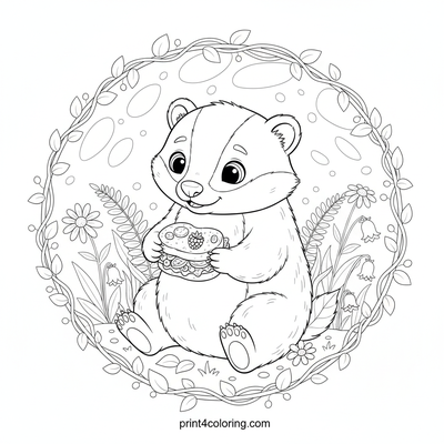 Badger's Berry Sandwich Picnic - free printable coloring page
