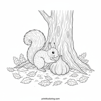 The Curious Squirrel's Garlic Discovery - free printable coloring page