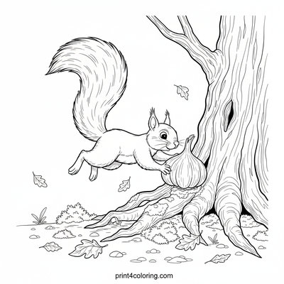 Curious Squirrel's Garlic Discovery - free printable coloring page
