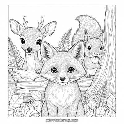Forest Friends' Agility Challenge - free printable coloring page