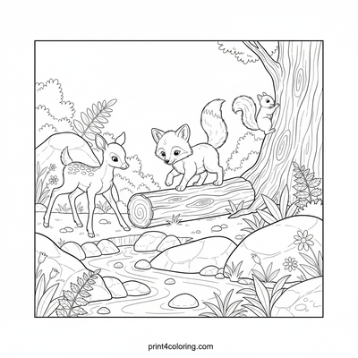 Woodland Wonders Agility Challenge - free printable coloring page