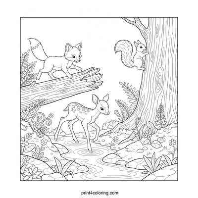Forest Friends' Agility Adventure - free printable coloring page