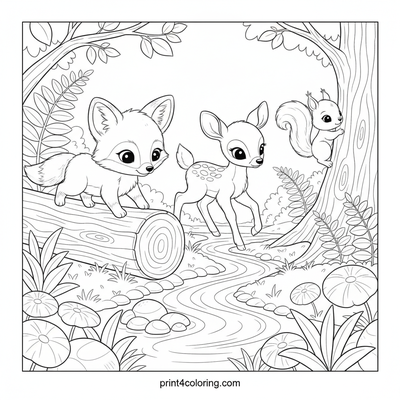 Forest Friends' Agility Challenge - free printable coloring page