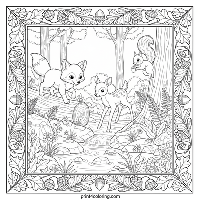 Woodland Wonders Agility Challenge - free printable coloring page