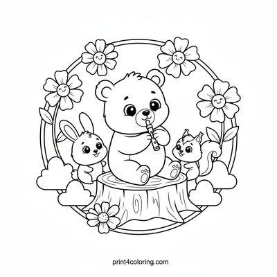 Forest Friends' Melodious Concert - free printable coloring page