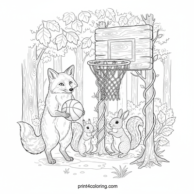 Woodland Hoops: Forest Friends' Game Day Prep - free printable coloring page