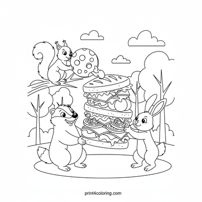 The Great Forest Sandwich Adventure - free printable coloring page