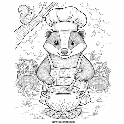 The Woodland Chef's Hearty Soup - free printable coloring page