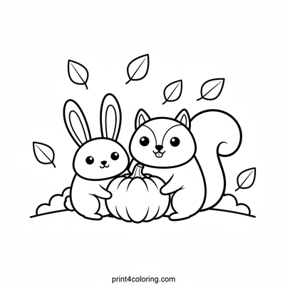 Forest Friends' Pumpkin Share - free printable coloring page