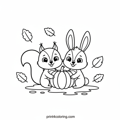 Forest Friends' Pumpkin Share - free printable coloring page
