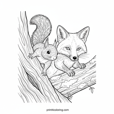 Agile Forest Friends: Squirrel & Fox Obstacle Challenge - free printable coloring page
