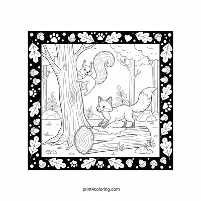 Agile Forest Friends: Woodland Obstacle Challenge - free printable coloring page