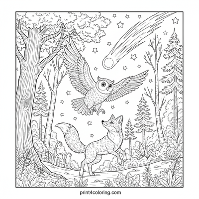 Celestial Spectacle: Forest Friends Watch a Comet