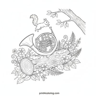 Enchanted Forest French Horn - free printable coloring page