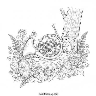 Enchanted Forest Horn - free printable coloring page