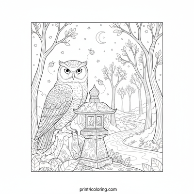 Moonlit Guardian: Snowy Owl's Lantern Path