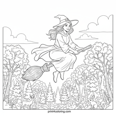 Forest Witch's Serene Sky Journey