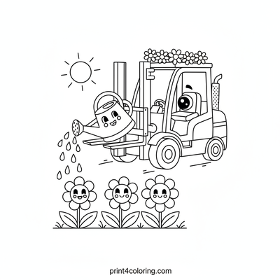 The Giggle Garden Forklift - free printable coloring page