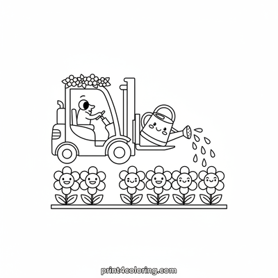 Giggle Garden Forklift Fun - free printable coloring page