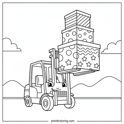 The Great Forklift Stacking Challenge - free printable coloring page