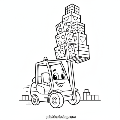 Mighty Forklift's Balancing Act - free printable coloring page
