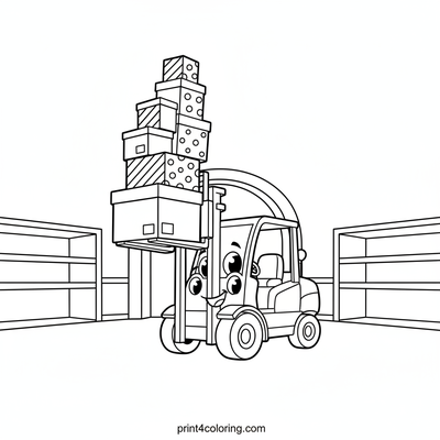 The Mighty Forklift's Towering Triumph - free printable coloring page