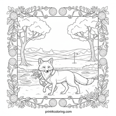 Foxy Golfer's Grassy Walk - free printable coloring page