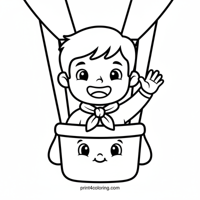 Fred's Happy Cloud Balloon Ride - free printable coloring page