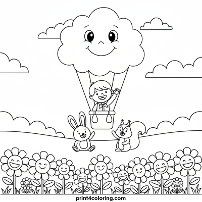 Fred's Happy Hot Air Balloon Adventure - free printable coloring page