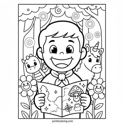 Fred's Enchanted Mushroom Quest - free printable coloring page