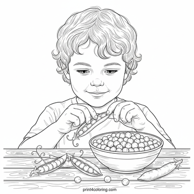 Little Hands, Fresh Garden Peas - free printable coloring page