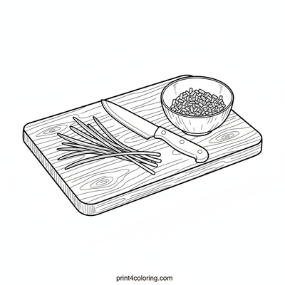 Garden Harvest: Chopping Fresh Chives - free printable coloring page