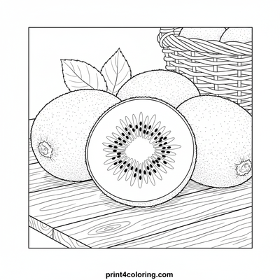 Luscious Kiwi Harvest Still Life - free printable coloring page