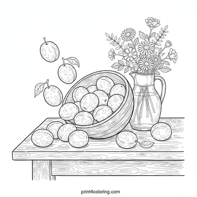 Rustic Plum Harvest Still Life