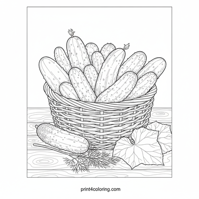 Garden's Green Goodness: Cucumber Harvest Basket - free printable coloring page