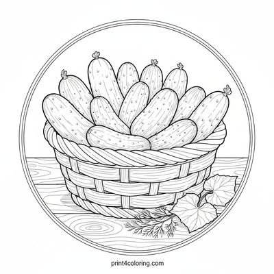 Garden's Green Bounty: Cucumber Harvest - free printable coloring page