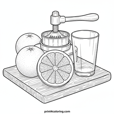 Zesty Orange Refreshment Still Life - free printable coloring page