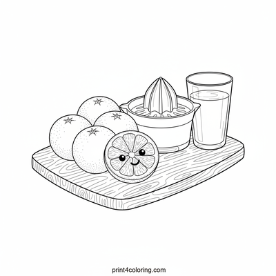 A Zesty Orange Juice Still Life - free printable coloring page