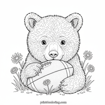Curious Cub's Rugby Adventure - free printable coloring page